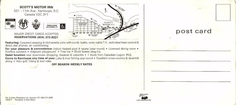 Scott's Motor Inn Kamloops BC Canada Multi-View Oversize Postcard