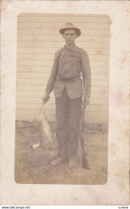 RP, Hunter with Rabbit and Rifle , 1900-10s