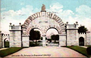 Pennsylvania Lancaster Entrance To Greenwood Cemetery 1908