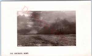 1910s England Breaking Morn Steamship RPPC Rotograph Bromide Gel Real Photo A141