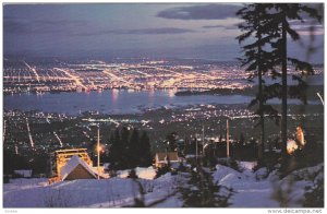 Night view from Grouse Mountain,  Vancouver,  B.C.,  Canada,   40-60s