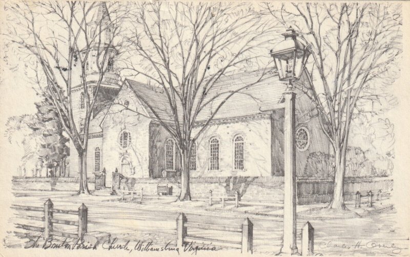 WILLIAMSBURG, BRUTON PARISH CHURCH, Virginia, USA - Vintage POSTCARD (Drawing)