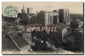 Old Postcard Avignon The Cathedral and the Palace of the Popes view taken of ...