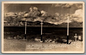 Postcard RPPC c1930s Tombstone AZ Dragoon Mountains Boothill Graveyard Frashers