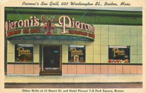 Boston Massacusetts1940s Pieroni's Sea Grille Restaurant Postcard 21-3151