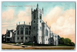 c1910 Exterior View First Presbyterian Church Scranton Pennsylvania PA Postcard