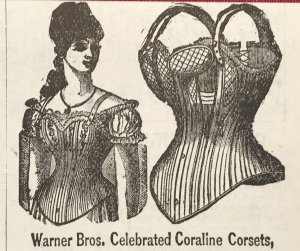 1884 Victorian Original Print Ad Warner Bros. Coraline Corsets N.Y. 2V1-27