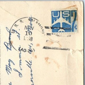 c1950s USS Salamonie (AO-26) Cancel Postal Cover Oil Tanker US Naval Ship 9 1O