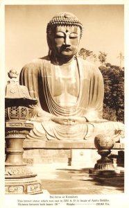 RPPC Daibutsu, Kamakura, Amita Buddha Statue, Japan Real Photo Vintage Postcard