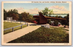 Missouri~Jefferson Barracks~Old Spanish Gun Cannon~Sundial~1943 Linen Postcard