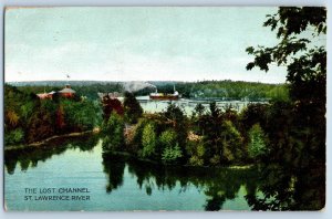 1910 St. Lawrence Canada Vintage Postcard Lost Channel River Exterior View Lake