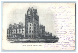 1906 Union Station Building, Detroit Michigan MI Antique Posted Postcard