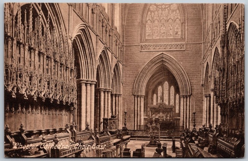 Postcard Exeter Cathedral Choir Devon England Interior Gothic Arches View