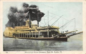 G88/ East St Louis Illinois Postcard 1908 Mississippi River Steamer Ship