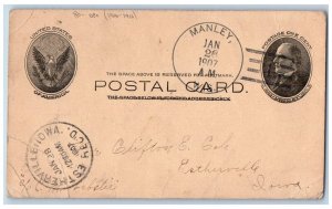 DPO (1906-1910) Manley Wisconsin WI Postcard Letter Estherville Iowa IA 1907