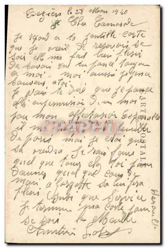 Postcard Old Mill Beziers Lycee de Garcons