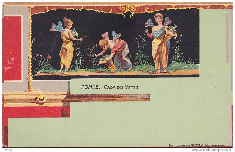 Fairies pick flowers , mural , POMPEI - Casa Dei Vettii , Italy , 00-10s