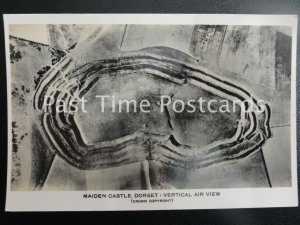 Dorset MAIDEN CASTLE - VERTICAL AIR VIEW Old RP Postcard by Photo Work Ltd