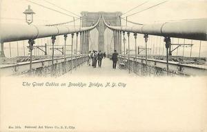 Early Lithographed PC, The Great Cables on Brooklyn Bridg...