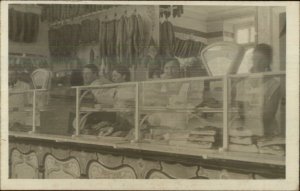 Butcher Shop Interior Meat Workers Sausage Scale Store Real Photo Postcard