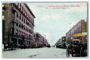 c1940s Looking East On 2nd Street Tulsa Oklahoma OK Unposted Carriages Postcard