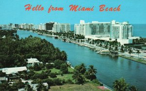 Vintage Postcard Air View Newest Luxurious Hotels & Apartments Miami Beach FL