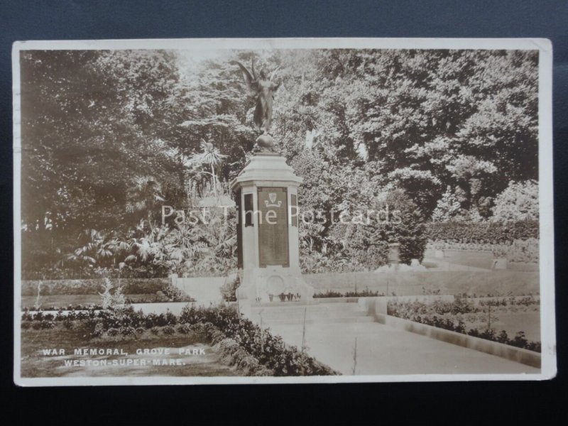 North Somerset WAR MEMORIAL Grove Park WESTON SUPER MARE c1928 Old RP Postcard