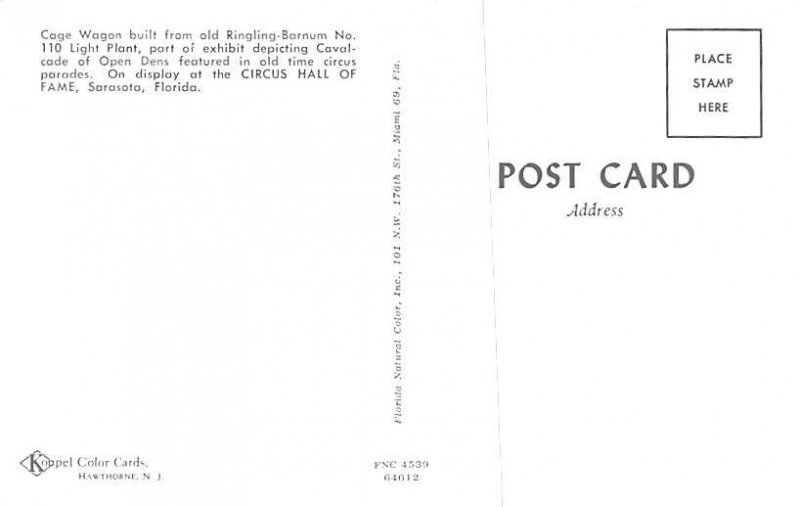 Cage Circus Wagon Circus Wagon World Museum Unused 