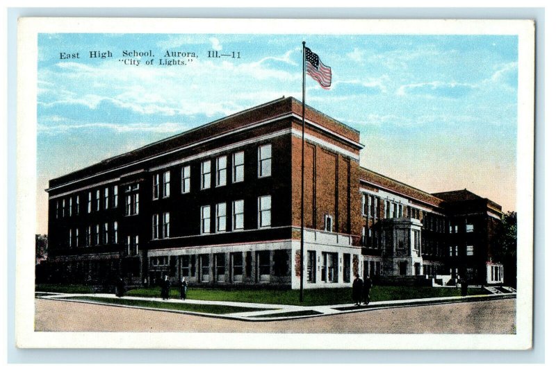 c1920s East High School City of Lights Aurora Illinois IL Unposted Postcard