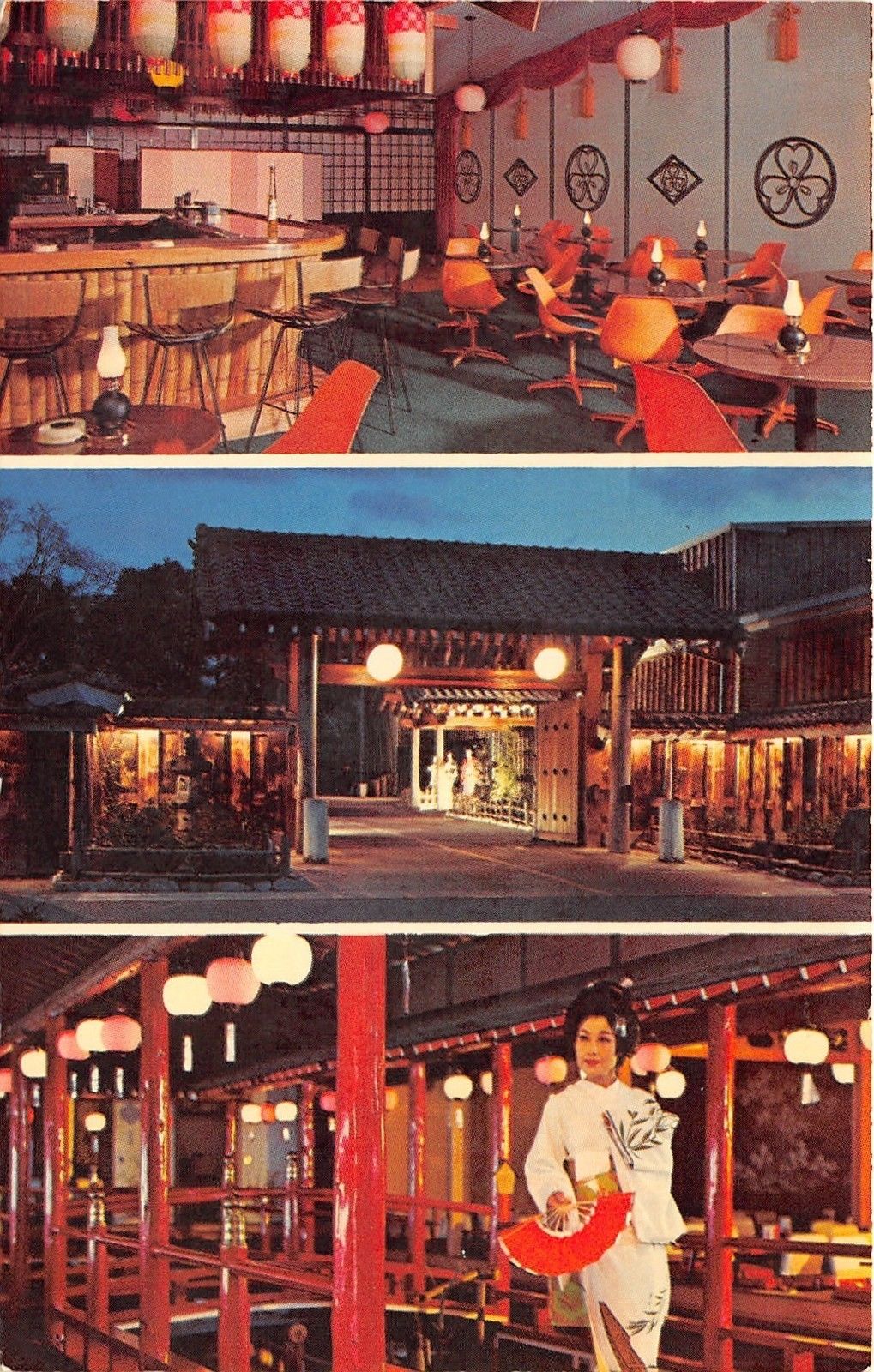 Houston Texas Tokyo Garden Club Tokyo Japanese Restaurant 3 Views C1960 Pc Hippostcard