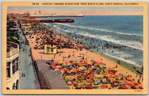 Santa Monica California, Looking Towards Ocean Park from Beach Clubs, Postcard