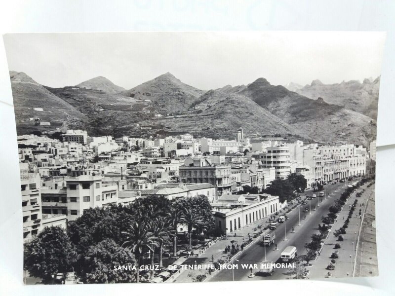 Santa Cruz Tenerife Spain from War Memorial Vtg B&W RP Postcard 1950s