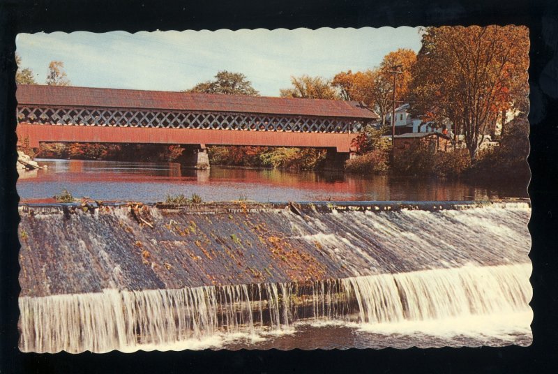 West Swanzey, New Hampshire/NH Postcard, Covered Bridge Over Ashuelot River