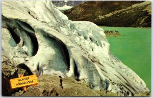 VINTAGE POSTCARD ATHABASCA ICEFIELD CREVASSE FORMATIONS BETWEEN JASPER & BANFF