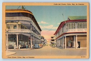 Colon Republic of Panama Postcard Front Street c1940's Vintage Unposted