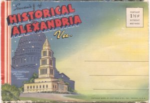 Alexandria, Virginia Vintage 1940 Linen Folder Postcard, 20 Views