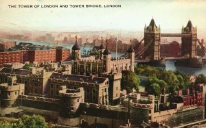 Vintage Postcard 1957 The Tower of London and Tower Bridge England UK