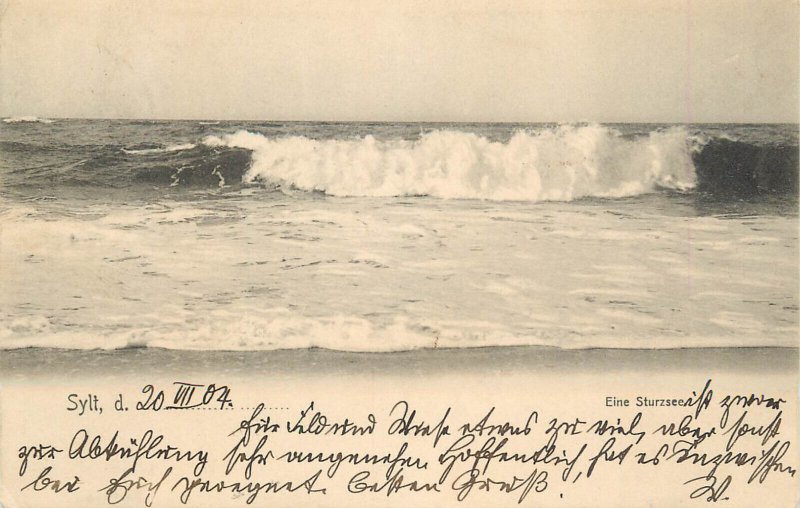 Germany Sylt 1904 seascape wave