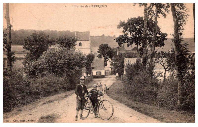 France L Entree de Clerques  , Children on Bicycle