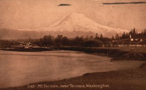 Vintage Postcard 1920's Mount Tacoma Stratovolcano Tahoma Washington State WA