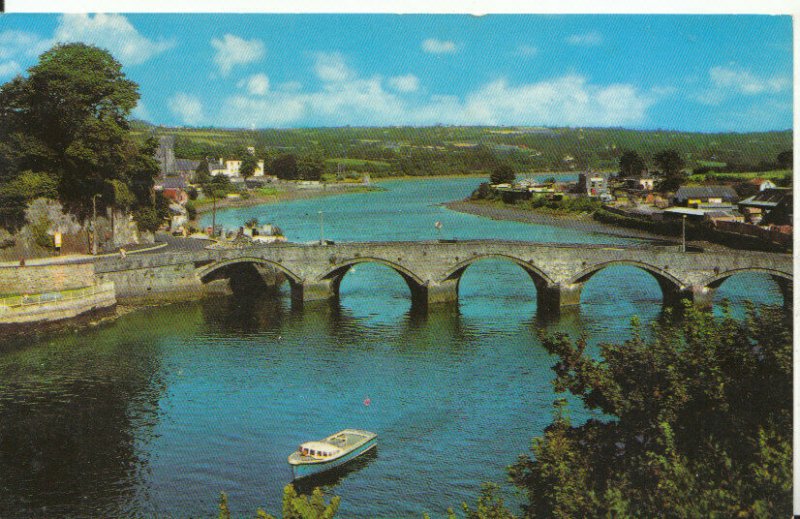 Wales Postcard - Bridge and River Teifi - Cardiganshire - Ref 18367A