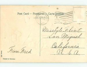 Divided-Back valentine CUPIDS GATHER HEARTS FROM THE STREAM r4131