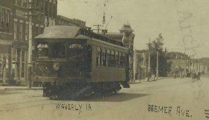 Waverly IOWA RP 1916 TROLLEY Streetcar STREET CAR nr Cedar Falls Shell Rock