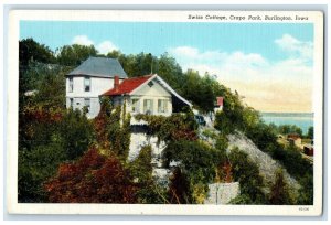 c1940 Overlooking Swiss Cottage Crapo Park Burlington Iowa IA Unposted Postcard