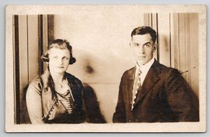 RPPC Allentown PA Edwardian Couple Man Polka-Dot Tie Photo Postcard U28