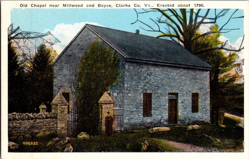 Old Chapel Near Millwood and Boyce, Clarke County VA Vintage Postcard L74 