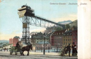 STOCKHOLM SWEDEN~CATHERINE ELEVATOR~1912 POSTCARD