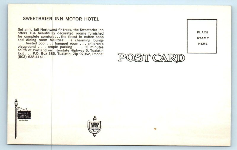 TUALATIN, OR Oregon ~ SWEETBRIER INN MOTOR HOTEL c1970s Roadside  Postcard
