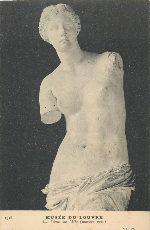 La Venus de Milo greek marble statue art postcard Louvre Museum 