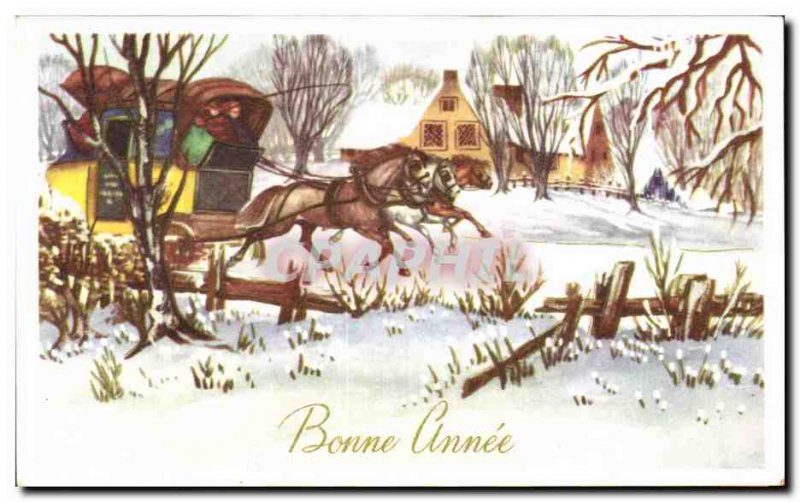 Old Postcard Bonne Annee Fancy Carriages